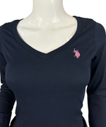 U.S. Polo Assn. Ladies Plain Long Sleeve T-Shirt - Navy