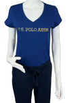 U.S. Polo Assn. Ladies Golf Foil Short Sleeve T-Shirt - Indigo