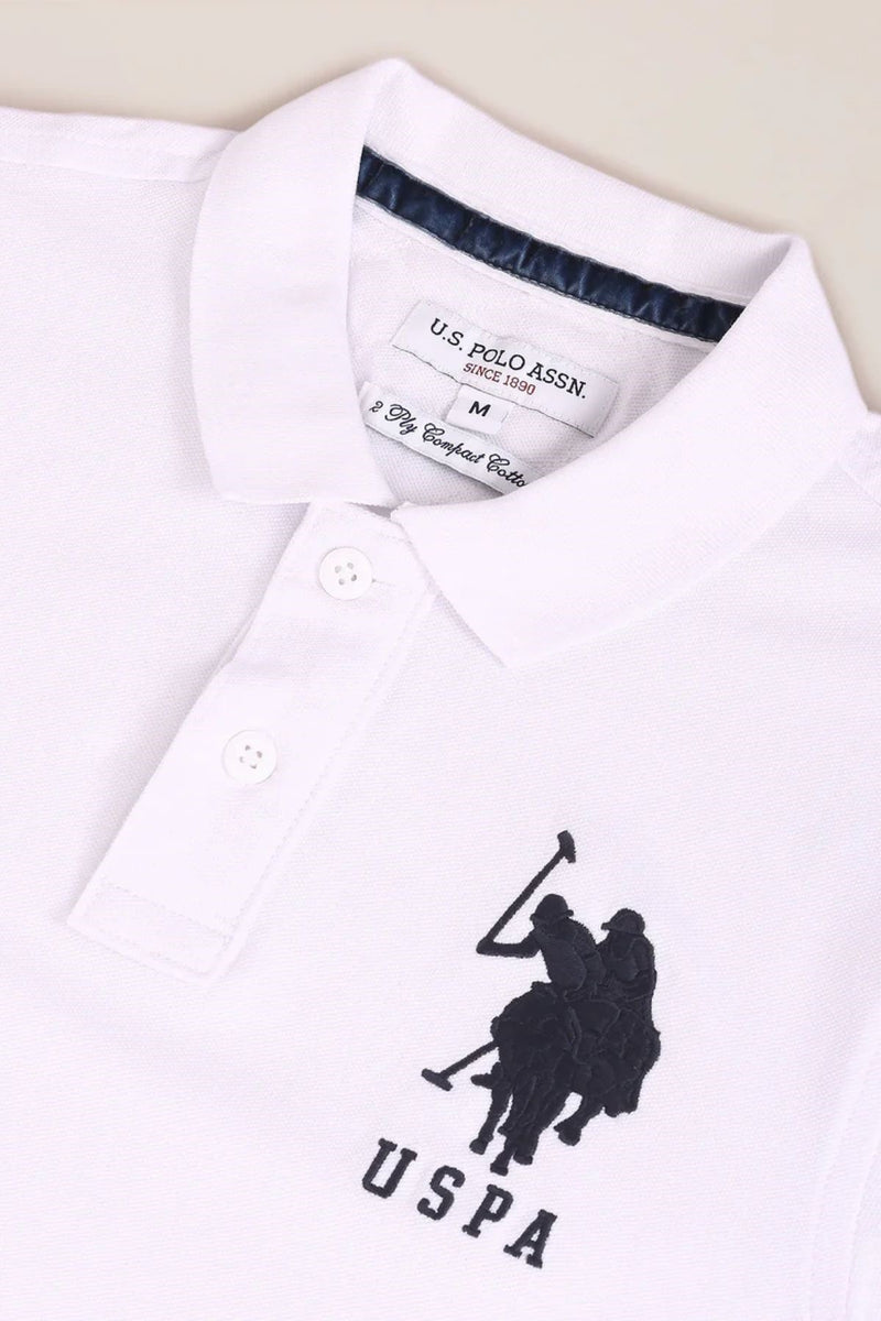 U.S. Polo Assn. Men Signature Large DHM Golf Shirt - White