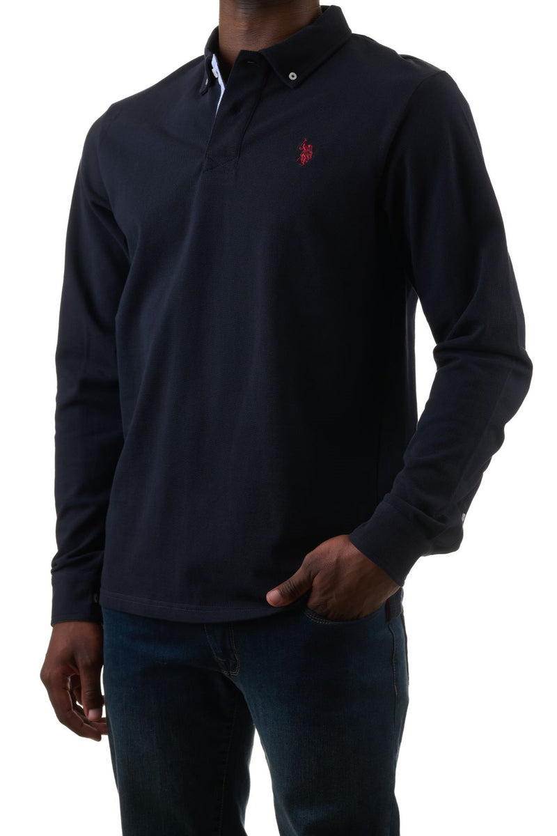 U.S. Polo Assn. Men's Long Sleeve Formal Polo Shirt - Navy