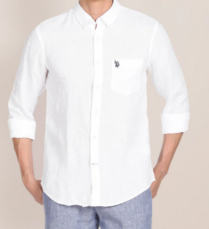 U.S. Polo Assn. Mens Long Sleeve Woven Shirt - Linen