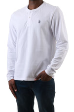 U.S. Polo Assn. Men's Pique Long sleeve Grampa Shirt - White