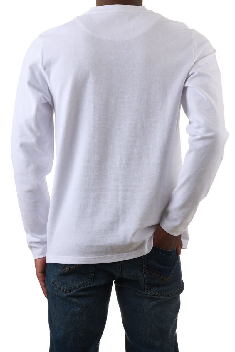 U.S. Polo Assn. Men's Pique Long sleeve Grampa Shirt - White