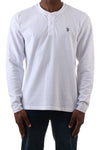 U.S. Polo Assn. Men's Pique Long sleeve Grampa Shirt - White