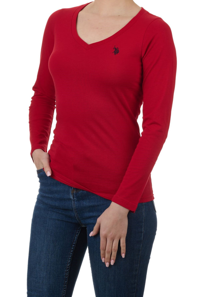 U.S. Polo Assn. Ladies Plain Long Sleeve T-Shirt - Red