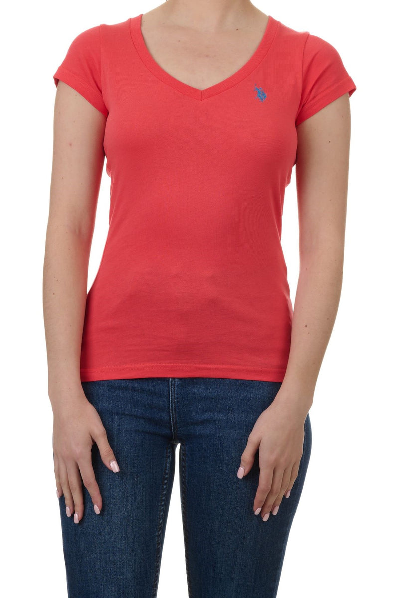 U.S. Polo Assn. Ladies Plain Short Sleeve Slim fit T-Shirt - Coral