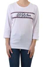 U.S. Polo Assn. Ladies 3/4 Sleeve T-Shirt - White