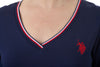 U.S. Polo Assn. Ladies Detailed V neck Long Sleeve T-Shirt - Navy