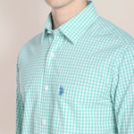 U.S Polo Assn. Men's Long Sleeve Woven Shirt - Green checked