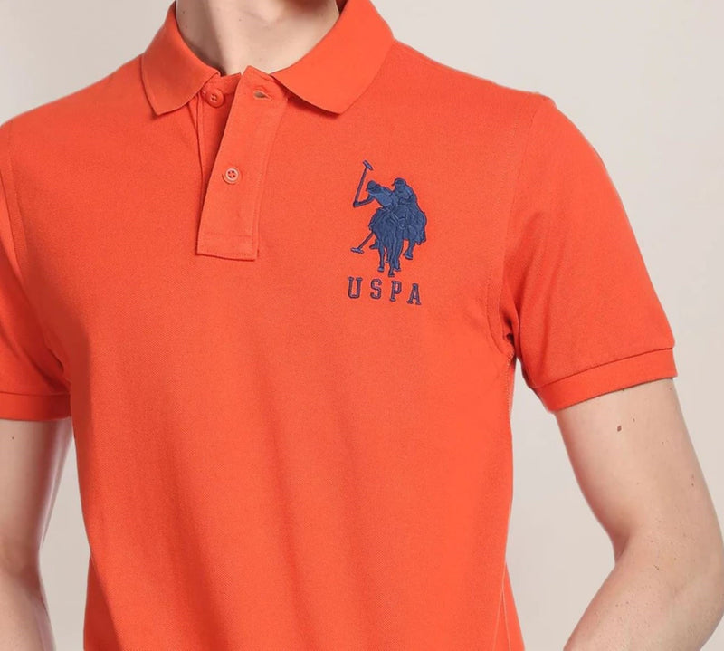 U.S. Polo Assn. Men Signature Large DHM Golf Shirt - Orange