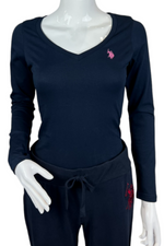 U.S. Polo Assn. Ladies Plain Long Sleeve T-Shirt - Navy