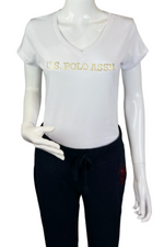 U.S. Polo Assn. Ladies Golf Foil Short Sleeve T-Shirt - White