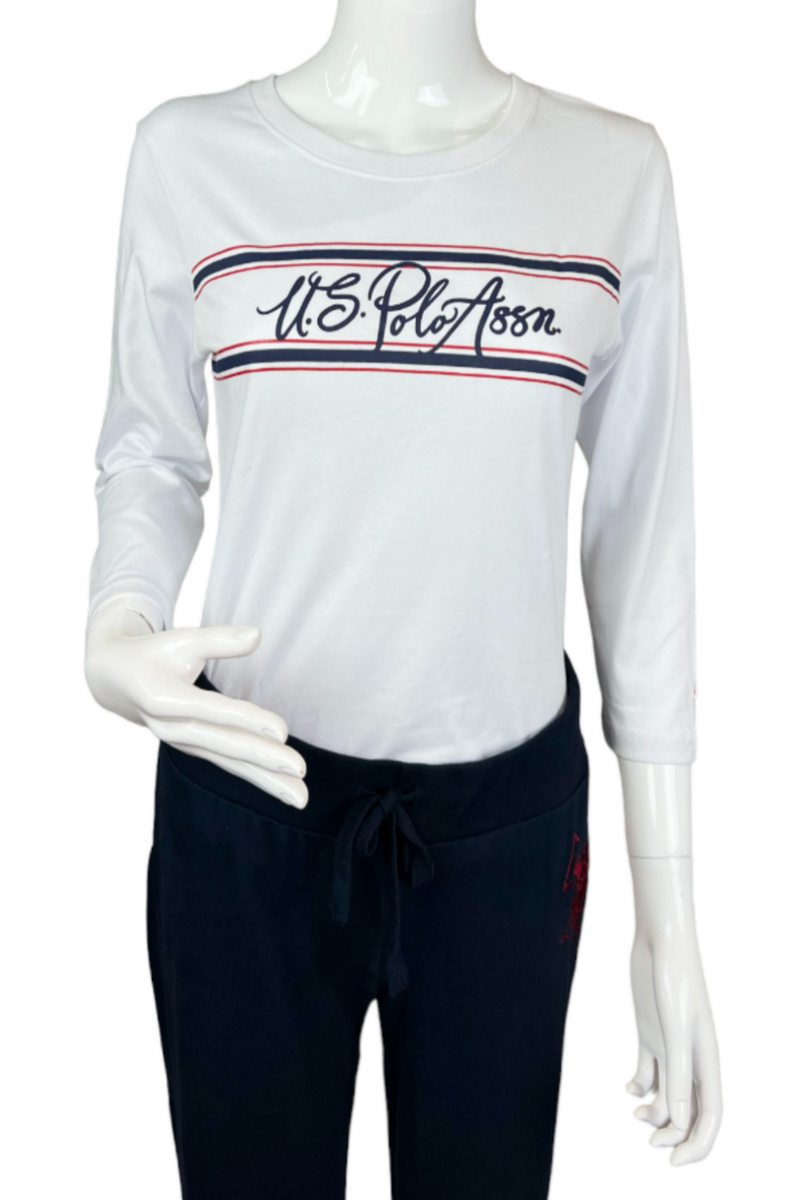 U.S. Polo Assn. Ladies 3/4 Sleeve T-Shirt - White