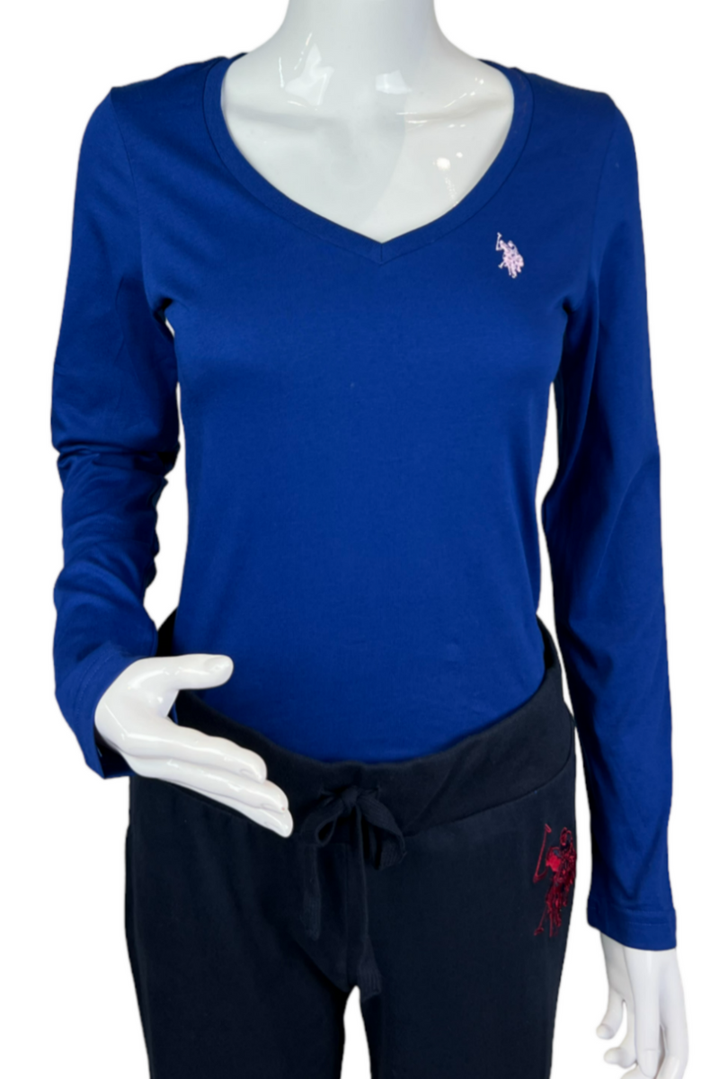 U.S. Polo Assn. Ladies Plain Long Sleeve T-Shirt - Indigo
