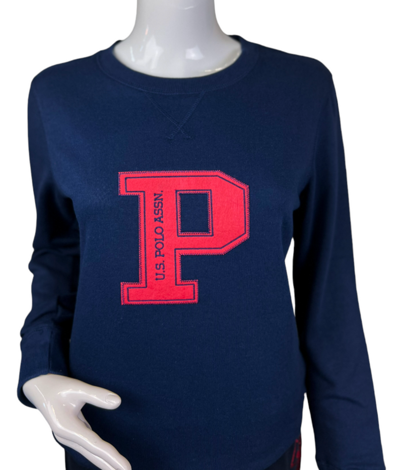 U.S. Polo Assn. Ladies Long Sleeve 'P' Logo Sweatshirt - Blue