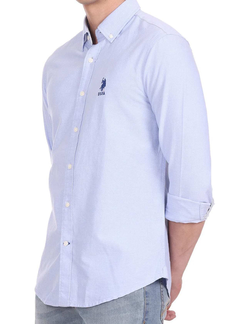U.S. Polo Assn. Mens Long Sleeve Woven Oxford Shirt - Blue