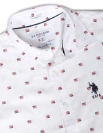 U.S. Polo Assn. Mens Long Sleeve Woven Shirt - White Flag