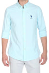 U.S. Polo Assn. Mens Long Sleeve Woven Oxford Shirt - Aqua