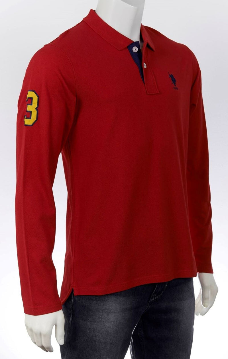 U.S. Polo Assn. Mens Longsleeve Polo Shirt - Red