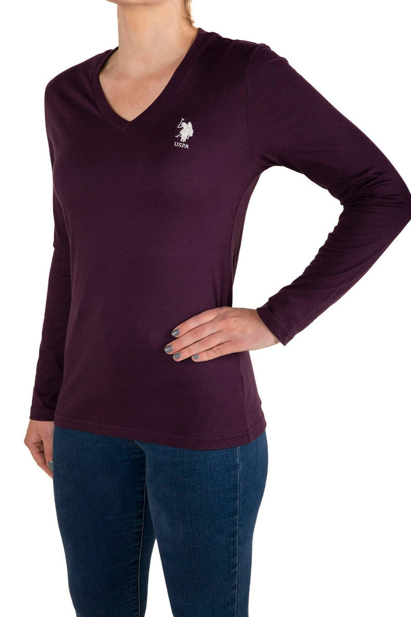 U.S. Polo Assn. Ladies DHM Logo Long Sleeve T Shirt - Grape