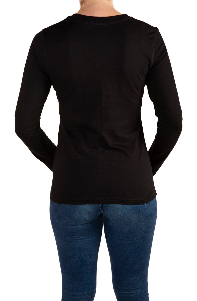 U.S. Polo Assn. Ladies DHM Calligraphy Logo Long Sleeve T Shirt - Black