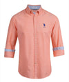 U.S. Polo Assn. Mens Long Sleeve Woven Oxford Shirt - Orange